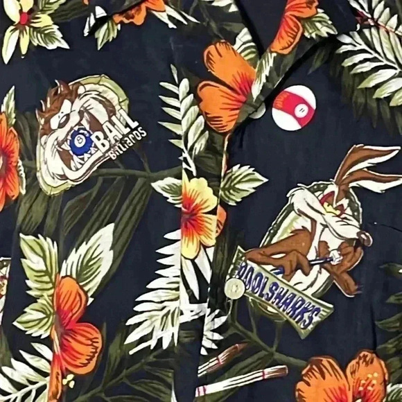 Warner Bros Studio Store Hawaiian Floral Pool Hall Button Front Top Size XL - Picture 4 of 7